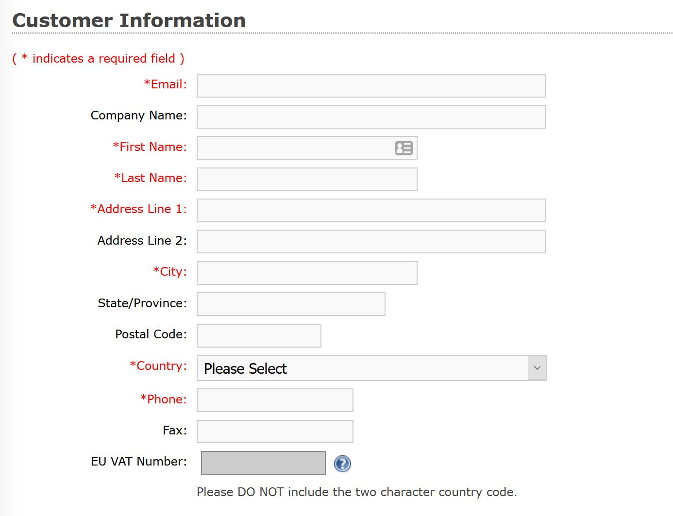 Customer Information form